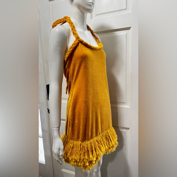 Unbranded Tierra Tassel Fringe Mustard Rope Midi Dress Size Large. - Picture 3 of 12